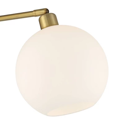 Possini Euro Design Casaba Mid Century Modern Chairside Arc Floor Lamp 64" Tall Warm Gold Adjustable Frosted Glass Shade For Living Room Reading House 2 Possini Euro Design Casaba Mid Century Modern Chairside Arc Floor Lamp 64" Tall Warm Gold Adjustable Frosted Glass Shade For Living Room Reading House - Image 2