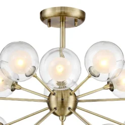 Possini Euro Design Modern Ceiling Light Semi Flush Mount Fixture Sputnik Brass 30 1/2" Wide 15-Light Double Glass Ball Hallway -Possini Euro Design Sales Store GUEST 431beddf 6c5b 4cd2 85aa 5ca719f915b6