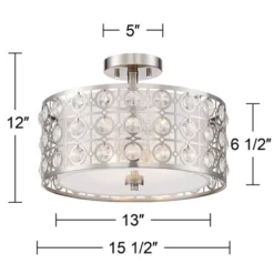 Possini Euro Design Saira Modern Ceiling Light Semi Flush Mount Fixture 16" Wide Brushed Nickel Crystal Organza Drum Shade For Bedroom Kitchen Hallway 8 Possini Euro Design Saira Modern Ceiling Light Semi Flush Mount Fixture 16" Wide Brushed Nickel Crystal Organza Drum Shade For Bedroom Kitchen Hallway -Possini Euro Design Sales Store GUEST 440538f1 6641 4d44 bdfe 4ba1a8de434b