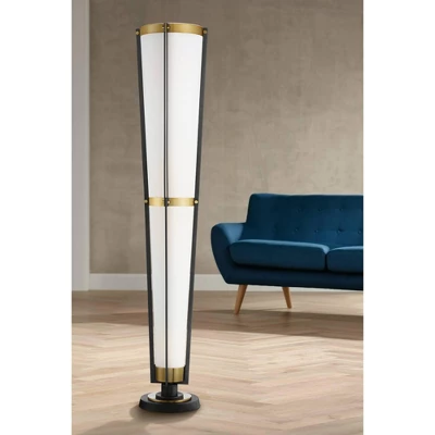 Possini Euro Design Mid Century Modern Torchiere Lamp 4-Light 68" Tall Antique Brass Off White Linen Cone Shade Living Room Office Uplight 1 Possini Euro Design Mid Century Modern Torchiere Lamp 4-Light 68" Tall Antique Brass Off White Linen Cone Shade Living Room Office Uplight