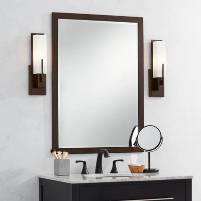 Possini Euro Design Metzeo Rectangular Vanity Wall Mirror Vintage Beveled Edge Oil Rubbed Bronze Metal Frame 26" Wide For Bathroom Bedroom Living Room 5 Possini Euro Design Metzeo Rectangular Vanity Wall Mirror Vintage Beveled Edge Oil Rubbed Bronze Metal Frame 26" Wide For Bathroom Bedroom Living Room - Image 5