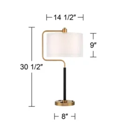 Possini Euro Design Carlyle Modern Mid Century Desk Lamp 30 1/2" Tall Gold With USB And AC Power Outlet In Base Double Drum Shades For Living Room 15 Possini Euro Design Carlyle Modern Mid Century Desk Lamp 30 1/2" Tall Gold With USB And AC Power Outlet In Base Double Drum Shades For Living Room -Possini Euro Design Sales Store GUEST 47e62366 b442 4bc3 bdcf 39325e77cd05