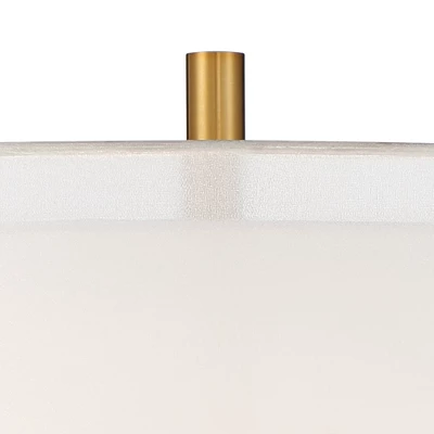 Possini Euro Design Roxie Modern Floor Lamp Standing 65 1/2" Tall Brass Black Metal Sheer Linen Double Drum Shade For Living Room Bedroom Office House 2 Possini Euro Design Roxie Modern Floor Lamp Standing 65 1/2" Tall Brass Black Metal Sheer Linen Double Drum Shade For Living Room Bedroom Office House - Image 2