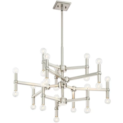 Possini Euro Design Marya Brushed Nickel Chandelier 32" Wide Modern 24-Light Fixture For Dining Room House Foyer Kitchen Island Entryway Bedroom Home 6 Possini Euro Design Marya Brushed Nickel Chandelier 32" Wide Modern 24-Light Fixture For Dining Room House Foyer Kitchen Island Entryway Bedroom Home - Image 6