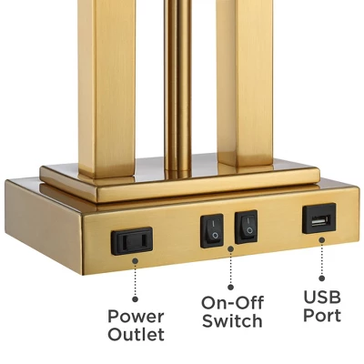 Possini Euro Design Possini Euro Deacon Brass Gooseneck Lamps With USB Port And Outlet Set Of 2 4 Possini Euro Design Possini Euro Deacon Brass Gooseneck Lamps With USB Port And Outlet Set Of 2 - Image 4