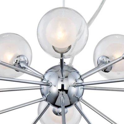 Possini Euro Design Spheres Chrome Chandelier 30" Wide Mid Century Modern Sputnik Glass Shade 15-Light Fixture For Dining Room House Kitchen Island 2 Possini Euro Design Spheres Chrome Chandelier 30" Wide Mid Century Modern Sputnik Glass Shade 15-Light Fixture For Dining Room House Kitchen Island - Image 2