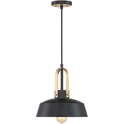 Possini Euro Design Black Warm Brass Mini Pendant Lighting Fixture 12" Wide Farmhouse Rustic For Dining Room House Home Kitchen Island High Ceilings 4 Possini Euro Design Black Warm Brass Mini Pendant Lighting Fixture 12" Wide Farmhouse Rustic For Dining Room House Home Kitchen Island High Ceilings - Image 4