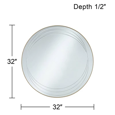 Possini Euro Design Aurelia Round Vanity Decorative Wall Mirror Modern Glam Gold Metal Frame 32" Wide Bathroom Bedroom Living Room 8 Possini Euro Design Aurelia Round Vanity Decorative Wall Mirror Modern Glam Gold Metal Frame 32" Wide Bathroom Bedroom Living Room - Image 8