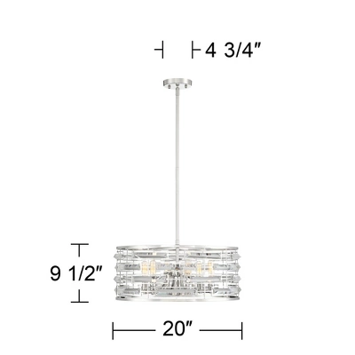 Possini Euro Design Smart Polished Nickel Chandelier 20" Wide Modern Drum Clear Crystal 6-Light Fixture For Dining Room House Foyer Kitchen Island 6 Possini Euro Design Smart Polished Nickel Chandelier 20" Wide Modern Drum Clear Crystal 6-Light Fixture For Dining Room House Foyer Kitchen Island - Image 6