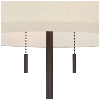 Possini Euro Design Nayla Modern Floor Lamp 62 1/2" Tall Bronze Metal Off White Fabric Tapered Drum Shade For Living Room Bedroom Office House Home 2 Possini Euro Design Nayla Modern Floor Lamp 62 1/2" Tall Bronze Metal Off White Fabric Tapered Drum Shade For Living Room Bedroom Office House Home - Image 2
