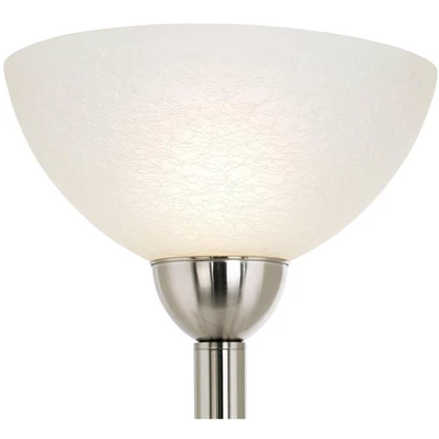 Possini Euro Design Alexei Modern Torchiere Floor Lamp With Side Lights 72" Tall Brushed Nickel White Crackle Glass For Living Room Reading Bedroom 2 Possini Euro Design Alexei Modern Torchiere Floor Lamp With Side Lights 72" Tall Brushed Nickel White Crackle Glass For Living Room Reading Bedroom - Image 2