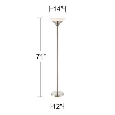 Possini Euro Design Metro Modern Torchiere Floor Lamp 71" Tall Brushed Nickel Frosted White Acrylic Shade For Living Room Reading Bedroom Office House 4 Possini Euro Design Metro Modern Torchiere Floor Lamp 71" Tall Brushed Nickel Frosted White Acrylic Shade For Living Room Reading Bedroom Office House - Image 4
