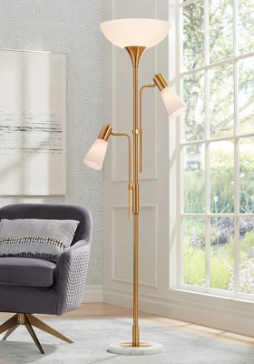 Possini Euro Design Modern Torchiere Floor Lamp With Side Lights 71" Tall Warm Gold Frosted Glass Shade For Living Room House 1 Possini Euro Design Modern Torchiere Floor Lamp With Side Lights 71" Tall Warm Gold Frosted Glass Shade For Living Room House