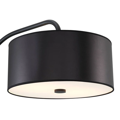 Possini Euro Design Raven Modern 66" Tall Chairside Arc Table Lamp Matte Black Metal Fabric Drum Shade For Living Room Reading Bedroom 2 Possini Euro Design Raven Modern 66" Tall Chairside Arc Table Lamp Matte Black Metal Fabric Drum Shade For Living Room Reading Bedroom - Image 2