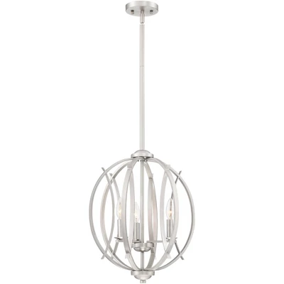 Possini Euro Design Spherical Brushed Nickel Pendant Chandelier 16" Wide Modern Orb 3-Light Fixture For Dining Room House Foyer Kitchen Island Bedroom 5 Possini Euro Design Spherical Brushed Nickel Pendant Chandelier 16" Wide Modern Orb 3-Light Fixture For Dining Room House Foyer Kitchen Island Bedroom - Image 5
