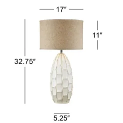 Possini Euro Design Cosgrove Modern Mid Century Table Lamp 32 3/4" Tall White Glazed Ceramic Beige Fabric Drum Shade For Bedroom Living Room Bedside 11 Possini Euro Design Cosgrove Modern Mid Century Table Lamp 32 3/4" Tall White Glazed Ceramic Beige Fabric Drum Shade For Bedroom Living Room Bedside -Possini Euro Design Sales Store GUEST 53bf3a95 df5f 48d6 9796 6dc6eda7d7ac