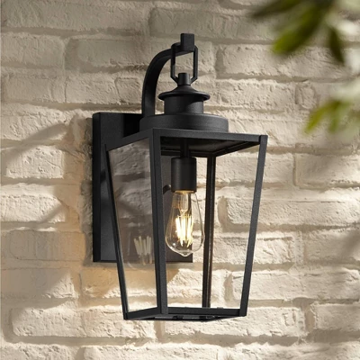 Possini Euro Design Ackerly Modern Outdoor Wall Light Fixture Textured Black 17 1/4" Clear Glass For Post Exterior Barn Deck House Porch Yard Patio 6 Possini Euro Design Ackerly Modern Outdoor Wall Light Fixture Textured Black 17 1/4" Clear Glass For Post Exterior Barn Deck House Porch Yard Patio - Image 6