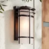 Possini Euro Design Theola Modern Outdoor Wall Light Fixture Bronze LED 16 1/4" Etched Glass Shade For Post Exterior Barn Deck House Porch Yard Patio