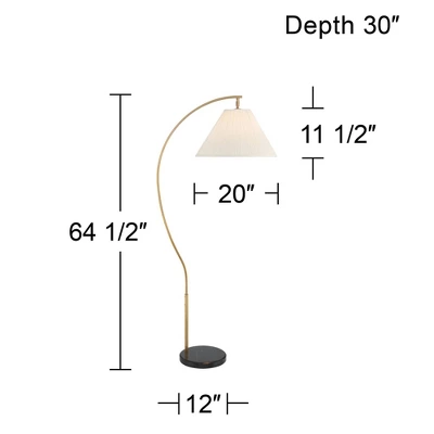Possini Euro Design Modern Art Deco Arc Floor Lamp 64 1/2" Tall Warm Gold Metal Pleated Fabric Cone Shade For Living Room Reading Family Bedroom House 8 Possini Euro Design Modern Art Deco Arc Floor Lamp 64 1/2" Tall Warm Gold Metal Pleated Fabric Cone Shade For Living Room Reading Family Bedroom House - Image 8