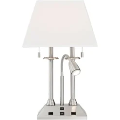 Possini Euro Design Dexter Modern Table Lamp 26" High Brushed Nickel With USB And AC Power Outlet In Base LED Reading Light White Shade For Home Desk 15 Possini Euro Design Dexter Modern Table Lamp 26" High Brushed Nickel With USB And AC Power Outlet In Base LED Reading Light White Shade For Home Desk -Possini Euro Design Sales Store GUEST 550d45bd 55cb 4f73 93fa 137dbebc1854