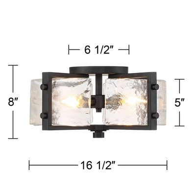 Possini Euro Design Adri Modern Ceiling Light Flush Mount Fixture Black 16 1/2" Wide Black 4-Light Textured Glass For Bedroom Kitchen Living Room Home 5 Possini Euro Design Adri Modern Ceiling Light Flush Mount Fixture Black 16 1/2" Wide Black 4-Light Textured Glass For Bedroom Kitchen Living Room Home - Image 5