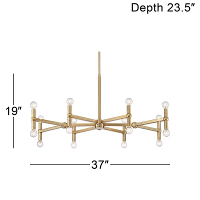 Possini Euro Design Marya Satin Brass Chandelier 37" Wide Modern 24-Light Fixture For Dining Room House Foyer Kitchen Island Entryway Bedroom Home 8 Possini Euro Design Marya Satin Brass Chandelier 37" Wide Modern 24-Light Fixture For Dining Room House Foyer Kitchen Island Entryway Bedroom Home - Image 8