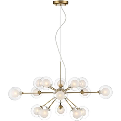 Possini Euro Design Spheres Antique Brass Chandelier 30" Wide Mid Century Modern Sputnik Glass Shade 15-Light Fixture For Dining Room Kitchen Island 4 Possini Euro Design Spheres Antique Brass Chandelier 30" Wide Mid Century Modern Sputnik Glass Shade 15-Light Fixture For Dining Room Kitchen Island - Image 4