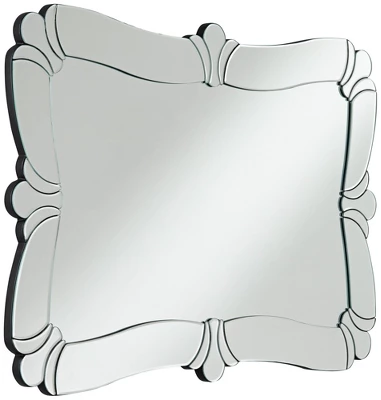 Possini Euro Design Fabrina Rectangular Vanity Decorative Wall Mirror Modern Beveled Edge Flower Glass Mirrored Frame 26" Wide For Bathroom Bedroom 6 Possini Euro Design Fabrina Rectangular Vanity Decorative Wall Mirror Modern Beveled Edge Flower Glass Mirrored Frame 26" Wide For Bathroom Bedroom - Image 6