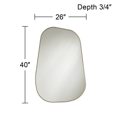 Possini Euro Design Reuleaux Rectangular Vanity Wall Mirror Modern Curved Corner Champagne Gold Frame 26" Wide For Bathroom Bedroom Living Room Office 4 Possini Euro Design Reuleaux Rectangular Vanity Wall Mirror Modern Curved Corner Champagne Gold Frame 26" Wide For Bathroom Bedroom Living Room Office - Image 4