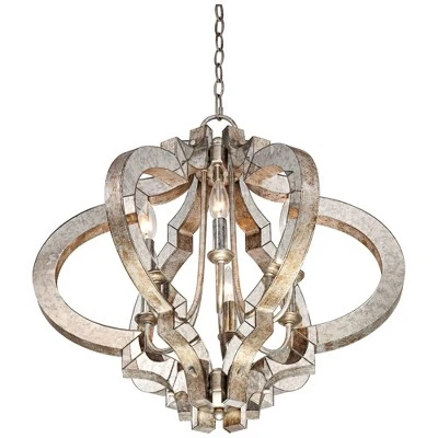 Possini Euro Design Ornament Aged Silver Gold Bronze Chandelier 23 1/4" Wide Industrial 6-Light Fixture For Dining Room Foyer Kitchen Island Entryway 6 Possini Euro Design Ornament Aged Silver Gold Bronze Chandelier 23 1/4" Wide Industrial 6-Light Fixture For Dining Room Foyer Kitchen Island Entryway - Image 6