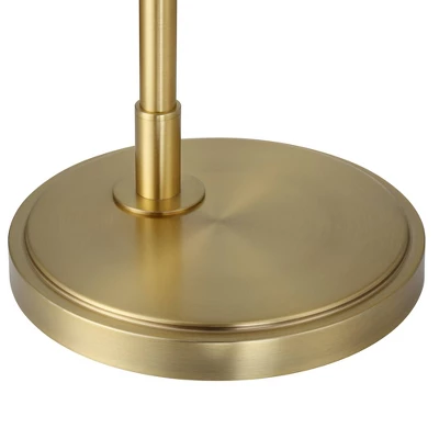 Possini Euro Design Modern Arc Floor Lamp Standing 62 1/2" Tall Warm Gold Offset Arm White Linen Drum Shade For Living Room Reading Family Bedroom 3 Possini Euro Design Modern Arc Floor Lamp Standing 62 1/2" Tall Warm Gold Offset Arm White Linen Drum Shade For Living Room Reading Family Bedroom - Image 3