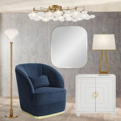 Possini Euro Design Cecil Modern Industrial Torchiere Floor Lamp 71" Tall Warm Gold Metal Opal Glass Shade For Living Room Bedroom Office House Home 7 Possini Euro Design Cecil Modern Industrial Torchiere Floor Lamp 71" Tall Warm Gold Metal Opal Glass Shade For Living Room Bedroom Office House Home - Image 7