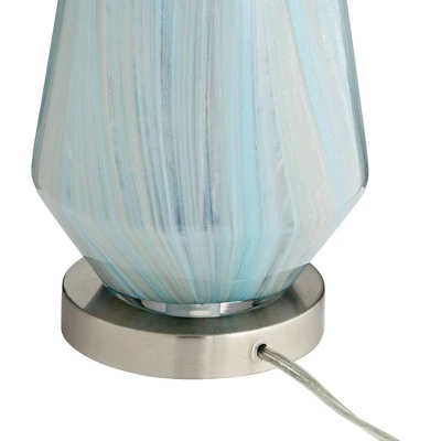 Possini Euro Design Jaime Coastal Table Lamp With Round White Marble Riser 26" High Blue Gray Drum Shade For Bedroom Living Room Office House Home 5 Possini Euro Design Jaime Coastal Table Lamp With Round White Marble Riser 26" High Blue Gray Drum Shade For Bedroom Living Room Office House Home - Image 5