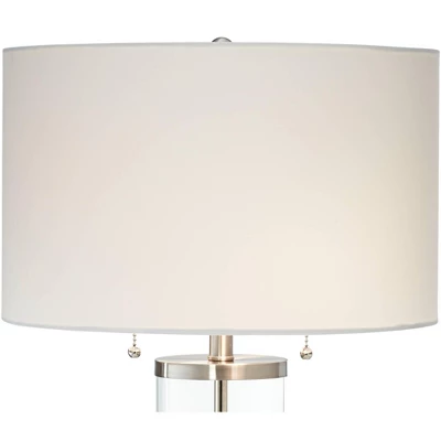 Possini Euro Design Fritz Modern Table Lamps 26 1/2" High Set Of 2 Silver Clear Glass With USB And AC Power Outlet In Base Drum Shade For Bedroom Desk 6 Possini Euro Design Fritz Modern Table Lamps 26 1/2" High Set Of 2 Silver Clear Glass With USB And AC Power Outlet In Base Drum Shade For Bedroom Desk - Image 6