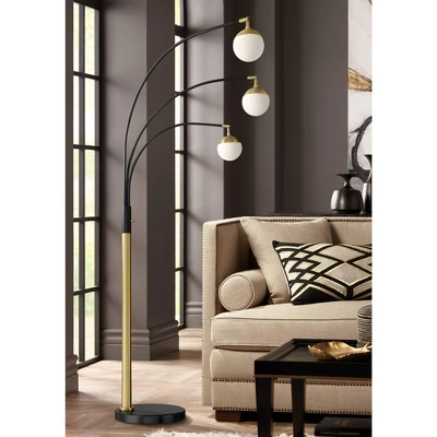 Possini Euro Design Rayne Modern Arc Floor Lamp 72" Tall Gold Black 3 Light LED Adjustable Arm Frosted Glass Globe Shade For Living Room Reading Home 1 Possini Euro Design Rayne Modern Arc Floor Lamp 72" Tall Gold Black 3 Light LED Adjustable Arm Frosted Glass Globe Shade For Living Room Reading Home