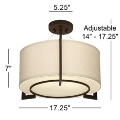 Possini Euro Design Stinson Modern Ceiling Light Semi Flush Mount Fixture 17 1/4" Wide Bronze 3-Light Linen Drum Shade For Bedroom Kitchen Living Room 12 Possini Euro Design Stinson Modern Ceiling Light Semi Flush Mount Fixture 17 1/4" Wide Bronze 3-Light Linen Drum Shade For Bedroom Kitchen Living Room -Possini Euro Design Sales Store GUEST 5cfc32a1 5a13 49e4 b20a c7db2f1f1e48