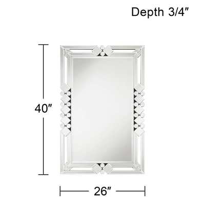 Possini Euro Design Clafia Rectangular Vanity Wall Mirror Modern Beveled Edge Clear Diamond Mirrored Frame 26" Wide For Bathroom Bedroom Living Room 7 Possini Euro Design Clafia Rectangular Vanity Wall Mirror Modern Beveled Edge Clear Diamond Mirrored Frame 26" Wide For Bathroom Bedroom Living Room - Image 7