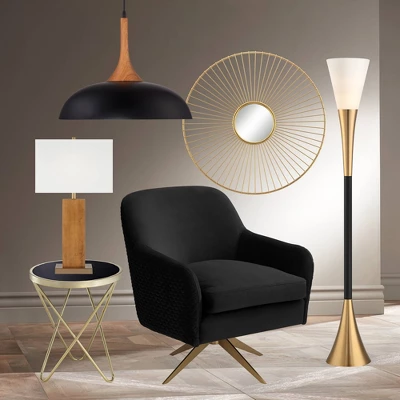 Possini Euro Design Modern Glam Style Torchiere Floor Lamp 72.5" Tall Black Antique Brass Metal White Glass Shade Living Room Reading Uplight 8 Possini Euro Design Modern Glam Style Torchiere Floor Lamp 72.5" Tall Black Antique Brass Metal White Glass Shade Living Room Reading Uplight - Image 8