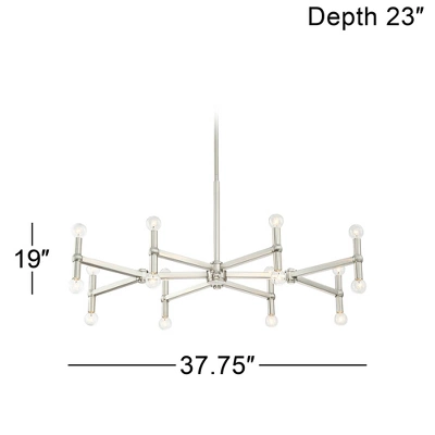 Possini Euro Design Marya Brushed Nickel Chandelier 37 3/4" Wide Modern 16-Light Fixture For Dining Room House Foyer Kitchen Island Entryway Bedroom 6 Possini Euro Design Marya Brushed Nickel Chandelier 37 3/4" Wide Modern 16-Light Fixture For Dining Room House Foyer Kitchen Island Entryway Bedroom - Image 6