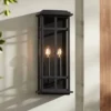 Possini Euro Design Modern Industrial Outdoor Wall Light Fixture Cool Black Windowpane Frame 20" For Post Exterior Barn Deck House