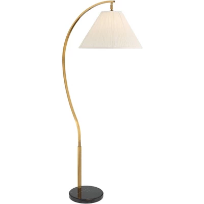 Possini Euro Design Modern Art Deco Arc Floor Lamp 64 1/2" Tall Warm Gold Metal Pleated Fabric Cone Shade For Living Room Reading Family Bedroom House 6 Possini Euro Design Modern Art Deco Arc Floor Lamp 64 1/2" Tall Warm Gold Metal Pleated Fabric Cone Shade For Living Room Reading Family Bedroom House - Image 6