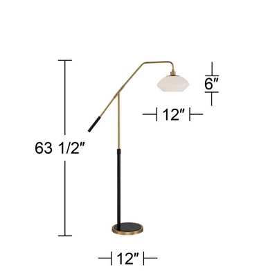 Possini Euro Design Modern Arc Floor Lamp 63 1/2" Tall Warm Gold Black Metal Milky White Glass Shade For Living Room Reading House 8 Possini Euro Design Modern Arc Floor Lamp 63 1/2" Tall Warm Gold Black Metal Milky White Glass Shade For Living Room Reading House - Image 8