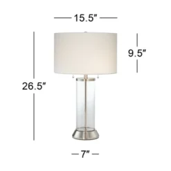 Possini Euro Design Fritz Modern Table Lamp 26 1/2" High Silver Clear Glass Column With USB And AC Power Outlet In Base Drum Shade For Bedroom Desk 15 Possini Euro Design Fritz Modern Table Lamp 26 1/2" High Silver Clear Glass Column With USB And AC Power Outlet In Base Drum Shade For Bedroom Desk -Possini Euro Design Sales Store GUEST 6119309c 0f87 4af7 ae8c 63aeb091be4f 1