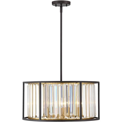 Possini Euro Design Milne Bronze Gold Drum Pendant Chandelier 20" Wide Modern Crystal 5-Light Fixture For Dining Room House Kitchen Island Entryway 5 Possini Euro Design Milne Bronze Gold Drum Pendant Chandelier 20" Wide Modern Crystal 5-Light Fixture For Dining Room House Kitchen Island Entryway - Image 5