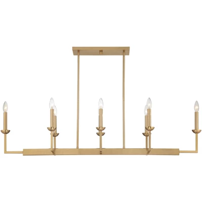 Possini Euro Design Kime Gold Linear Pendant Chandelier 50" Wide Modern 8-Light Fixture For Dining Room House Foyer Kitchen Island Entryway Bedroom 5 Possini Euro Design Kime Gold Linear Pendant Chandelier 50" Wide Modern 8-Light Fixture For Dining Room House Foyer Kitchen Island Entryway Bedroom - Image 5