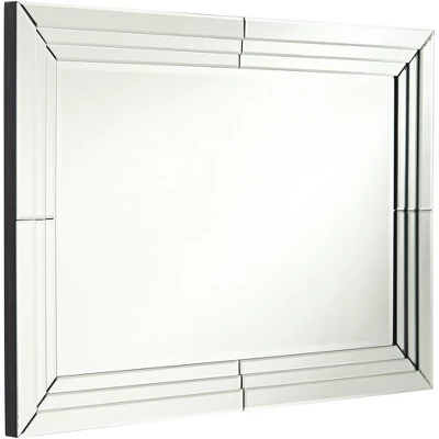Possini Euro Design Rectangular Vanity Decorative Wall Mirror Modern Beveled Edge Clear Mirrored Tiles Frame 27" Wide For Bathroom Bedroom Living Room 7 Possini Euro Design Rectangular Vanity Decorative Wall Mirror Modern Beveled Edge Clear Mirrored Tiles Frame 27" Wide For Bathroom Bedroom Living Room - Image 7