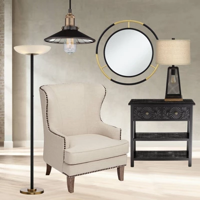 Possini Euro Design Modern Torchiere Floor Lamp LED 72" Tall Black Antique Brass White Glass Shade For Living Room Reading Uplight 7 Possini Euro Design Modern Torchiere Floor Lamp LED 72" Tall Black Antique Brass White Glass Shade For Living Room Reading Uplight - Image 7