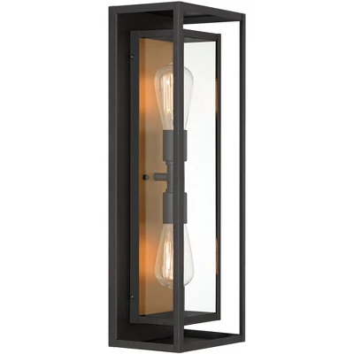Possini Euro Design Metropolis Mid Century Modern Outdoor Wall Light Fixture Black Gold 22" Clear Glass For Post Exterior Barn Deck House Porch Yard 4 Possini Euro Design Metropolis Mid Century Modern Outdoor Wall Light Fixture Black Gold 22" Clear Glass For Post Exterior Barn Deck House Porch Yard - Image 4