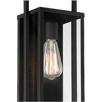 Possini Euro Design Jericho Modern Outdoor Wall Light Fixture Textured Black Metal 19" Clear Glass Panel For Post Exterior Barn Deck House Porch Yard 2 Possini Euro Design Jericho Modern Outdoor Wall Light Fixture Textured Black Metal 19" Clear Glass Panel For Post Exterior Barn Deck House Porch Yard - Image 2