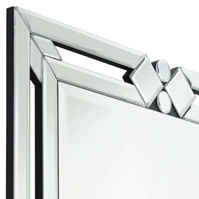 Possini Euro Design Clafia Rectangular Vanity Wall Mirror Modern Beveled Edge Clear Diamond Mirrored Frame 26" Wide For Bathroom Bedroom Living Room 2 Possini Euro Design Clafia Rectangular Vanity Wall Mirror Modern Beveled Edge Clear Diamond Mirrored Frame 26" Wide For Bathroom Bedroom Living Room - Image 2